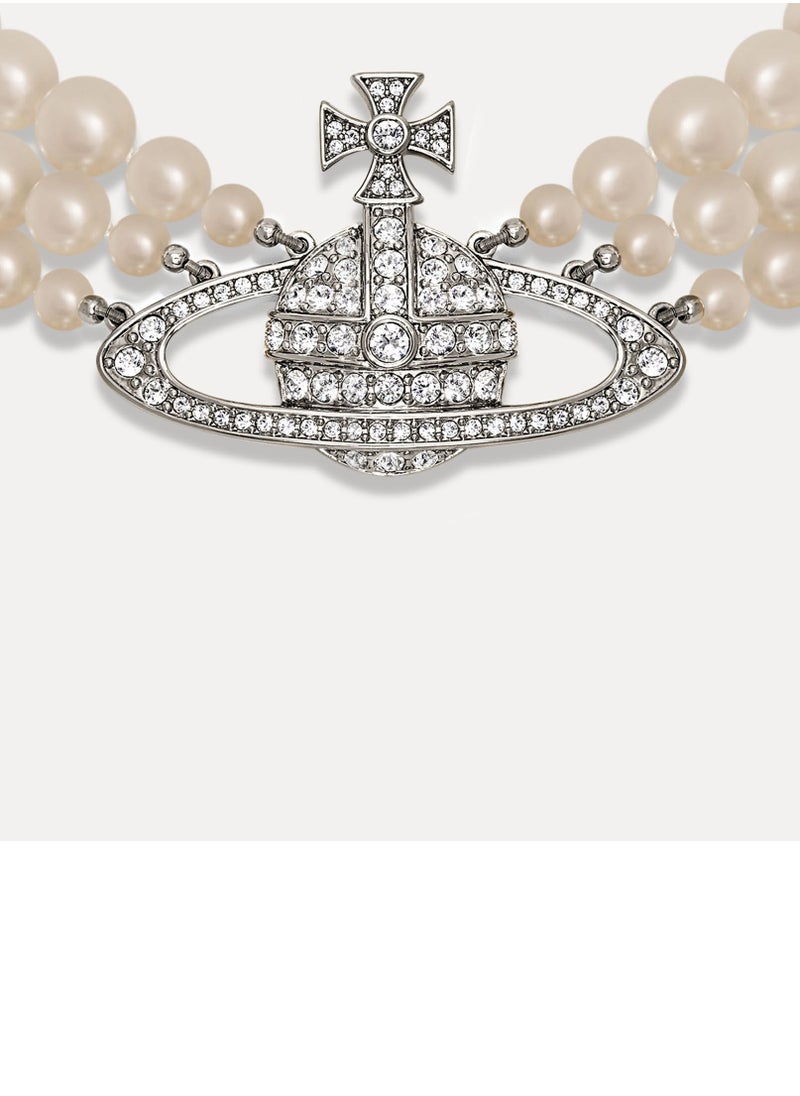 Vivienne Westwood Three Row Pearl Bas Relief Choker  - Image 2
