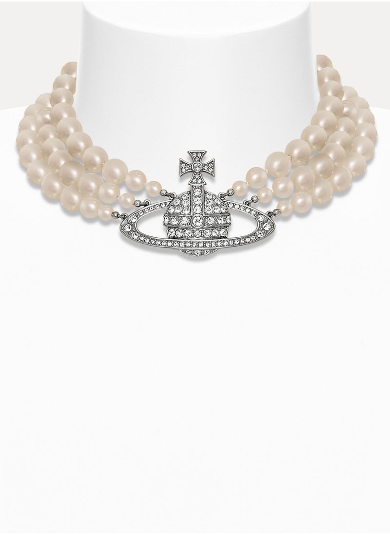 Vivienne Westwood Three Row Pearl Bas Relief Choker  - Image 1