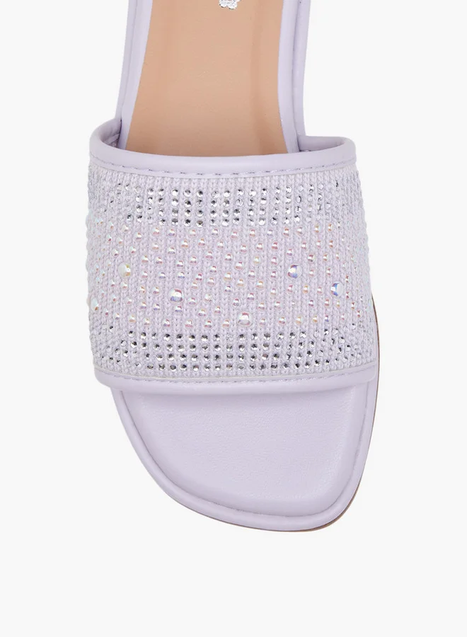 ليتل ميسي Girls Embellished Slip-On Flat Sandals