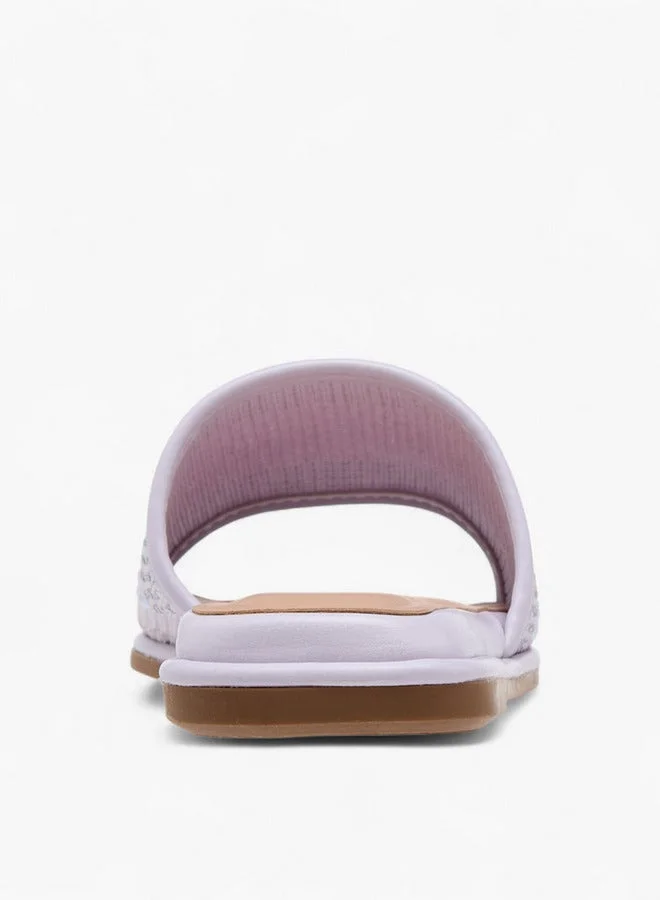 ليتل ميسي صنادل بناتي مسطحة سهلة الارتداء مزينة