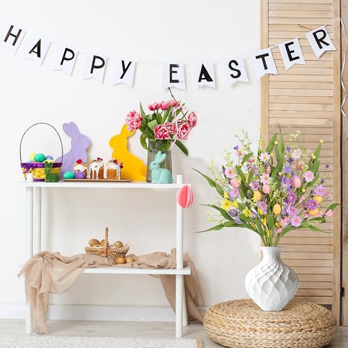 Sggvecsy Artificial Easter Stems 6 Pcs Spring Egg Picks with Colorful Daisies Berries Greenery Leaves Twig Branches for Easter Arrangement Centerpiece Easter Celebration Home Vase Decor - Image 3