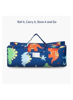 Kids Dinosaur Nap Mat, Sleeping Bag with Carrying Bag and Removable Pillow, Lightweight and Soft,  Ideal for Daycare and Preschool, Travel, 51 x 20 x 1.5 In (Blue)