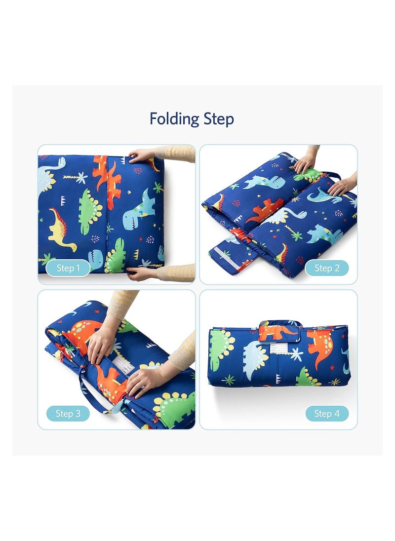 Generic - Kids Dinosaur Nap Mat, Sleeping Bag with Carrying Bag and Removable Pillow, Lightweight and Soft,  Ideal for Daycare and Preschool, Travel, 51 x 20 x 1.5 In (Blue) - Image 1
