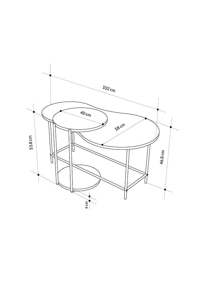 Mourah Home Cuddle Modern Coffee Table Nesting Table 2 Pieces Centre Table For Living Room With Metal Legs Versatile Design| Small Spaces Living Room Bedroom|53.8X102X65Cm | Marble White/Oak- 2 Years Warranty - Image 5