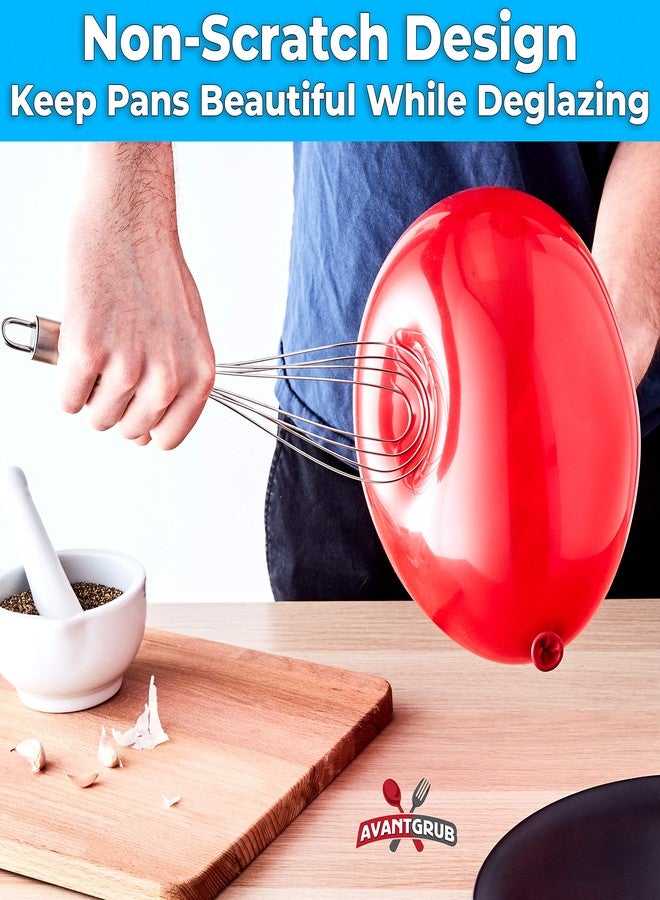 Avant Grub Chef Grade, Non Scratch 10" Flat Bottom Whisk. Best Stainless Steel Roux Whisks for Deglazing Pans. Perfect Metal Hand Whip for Cooking Soup. Whisking Spatula Tool Is a Great Kitchen Accessory or Gift - Image 3