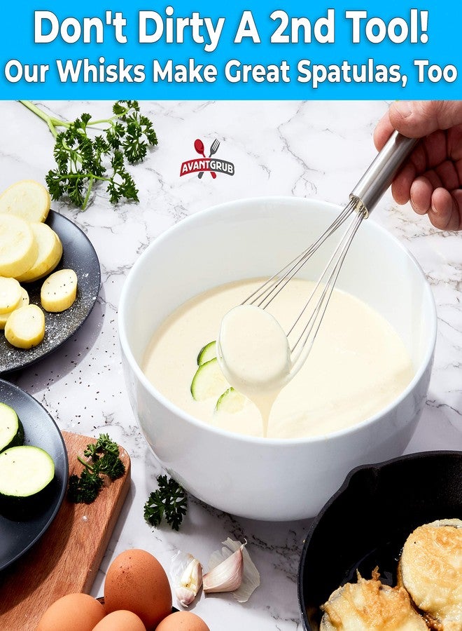 Avant Grub Chef Grade, Non Scratch 10" Flat Bottom Whisk. Best Stainless Steel Roux Whisks for Deglazing Pans. Perfect Metal Hand Whip for Cooking Soup. Whisking Spatula Tool Is a Great Kitchen Accessory or Gift - Image 4