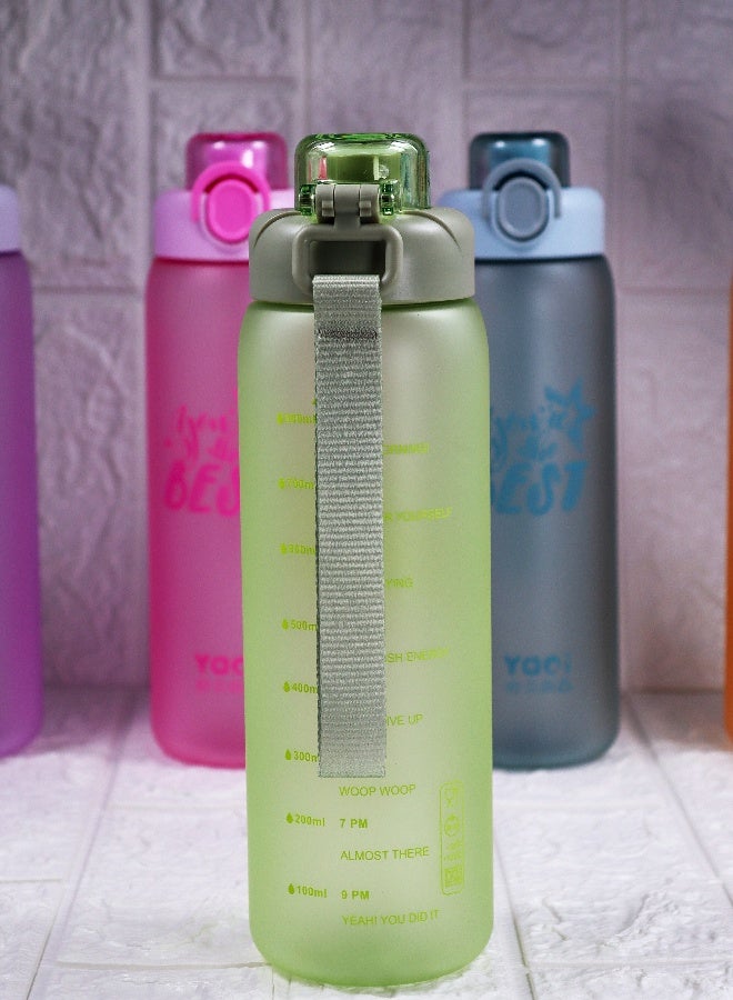 توشيونيكس زجاجة مياه ياوي بيست هايدرو بي كيه التحفيزية، سعة 1000 مل، مصنوعة من البلاستيك الخالي من مادة BPA، ومضادة للتسرب، مع مؤشر للوقت وحزام حمل، وغطاء قلاب، وزجاجة مياه رياضية غير سامة وقابلة لإعادة الاستخدام للمدرسة، وصالة الألعاب الرياضية، والمكتب، والأنشطة الخارجية، والسفر، مع خاصية تتبع الترطيب للأطفال والكبار. - Image 2