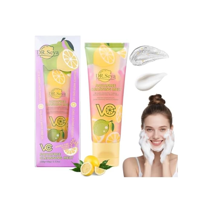 Face Wash, Water‑Free Cleansing Gel for Makeup Removal, Gentle Amino Acid Face Cleanser with Plant Extracts, Removes Light Makeup & Dirt for All Skin Types – 2 in 1 Double Tube
