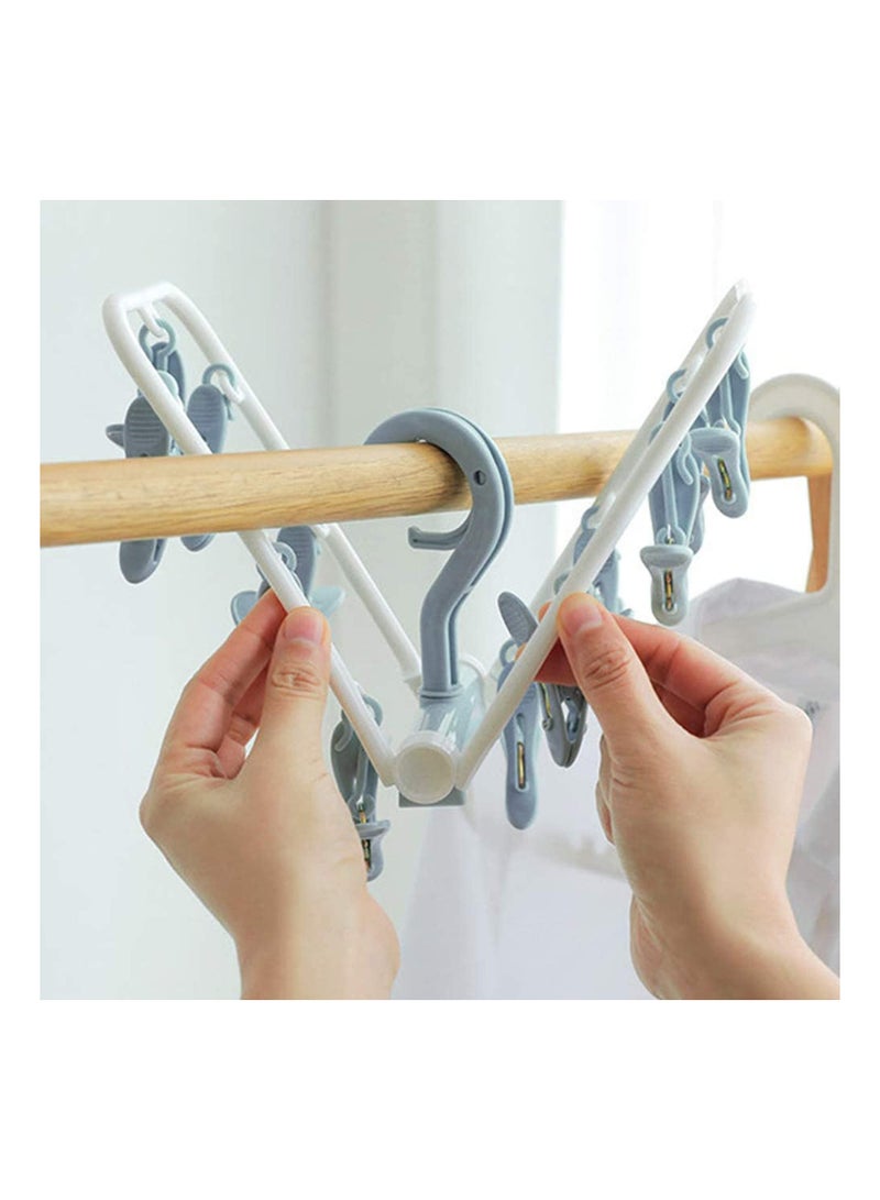 2 Pack Folding Portable Laundry Hanger,  12 Clips Laundry Drying Rack Folding Sock and Underwear, Drip Foldable Hanging Rack, 360 Rotatable - Image 4