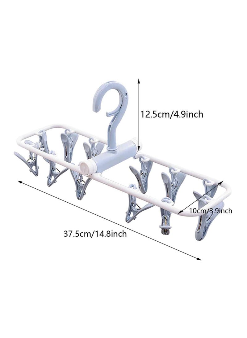 2 Pack Folding Portable Laundry Hanger,  12 Clips Laundry Drying Rack Folding Sock and Underwear, Drip Foldable Hanging Rack, 360 Rotatable - Image 2