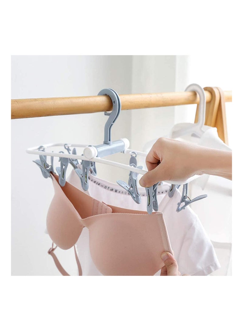 2 Pack Folding Portable Laundry Hanger,  12 Clips Laundry Drying Rack Folding Sock and Underwear, Drip Foldable Hanging Rack, 360 Rotatable - Image 3