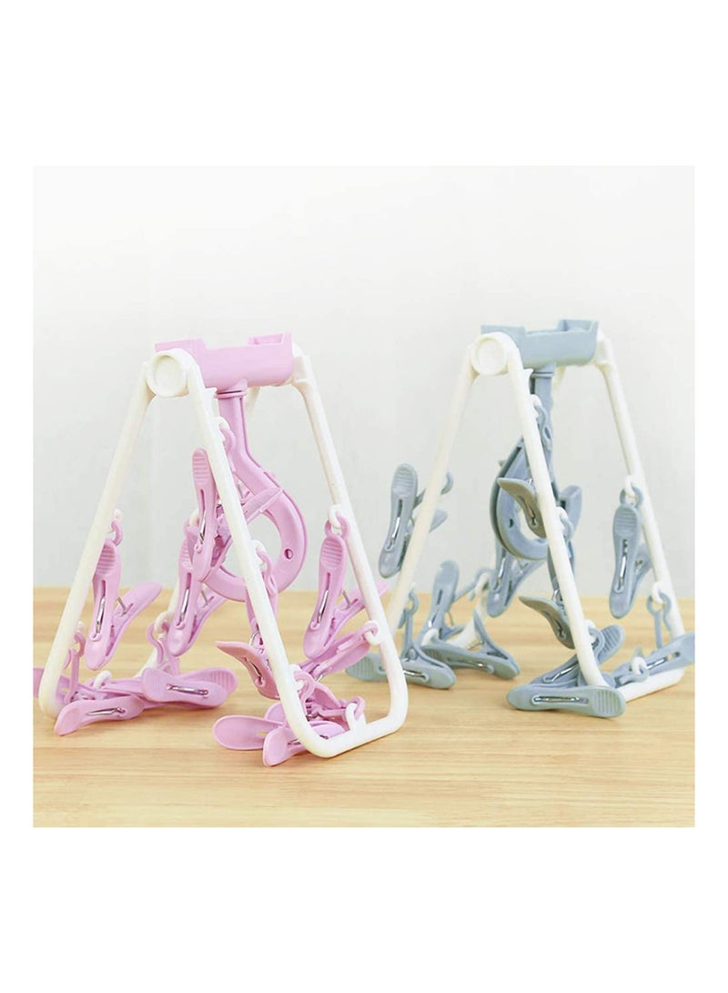 2 Pack Folding Portable Laundry Hanger,  12 Clips Laundry Drying Rack Folding Sock and Underwear, Drip Foldable Hanging Rack, 360 Rotatable - Image 5