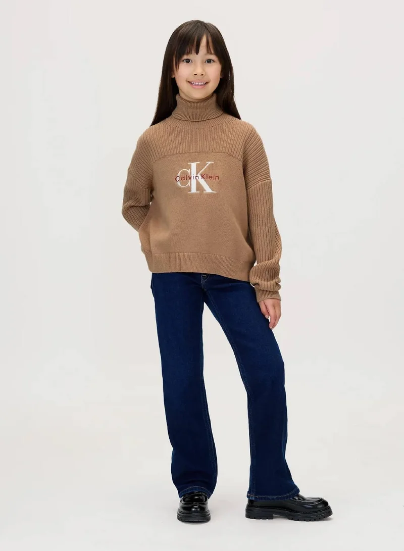 Calvin Klein Jeans Woodsmoke Logo Rollneck Jumper for Women | Best Price UAE