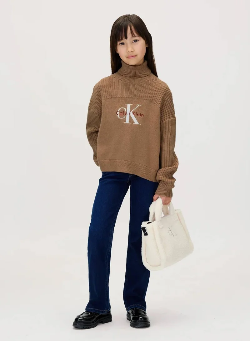 Calvin Klein Jeans Woodsmoke Logo Rollneck Jumper for Women | Best Price UAE