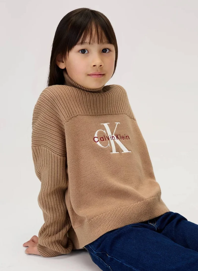 Calvin Klein Jeans Woodsmoke Logo Rollneck Jumper for Women | Best Price UAE