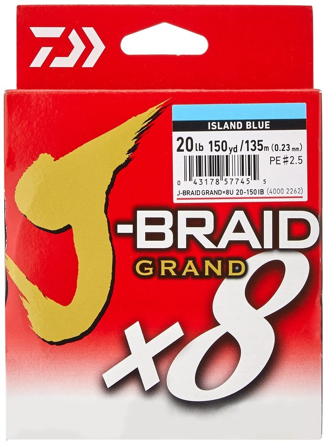 Daiwa, J-Braid x8 Grand Braided Line, 150 Yards, 20 lb Tested, 009" Diameter, Island Blue - Image 2