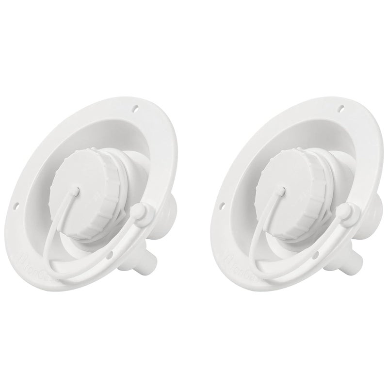 TonGass (2-Pack) Universal Fit Gravity Feed Fresh Water Fill Hatch Inlet for RV Trailers (White) - 4.5" Diameter Fill Hatch Inlet - with 1-1/4 Barbed Connector, Bayonet-Style Cap and 1/2" Air Vent