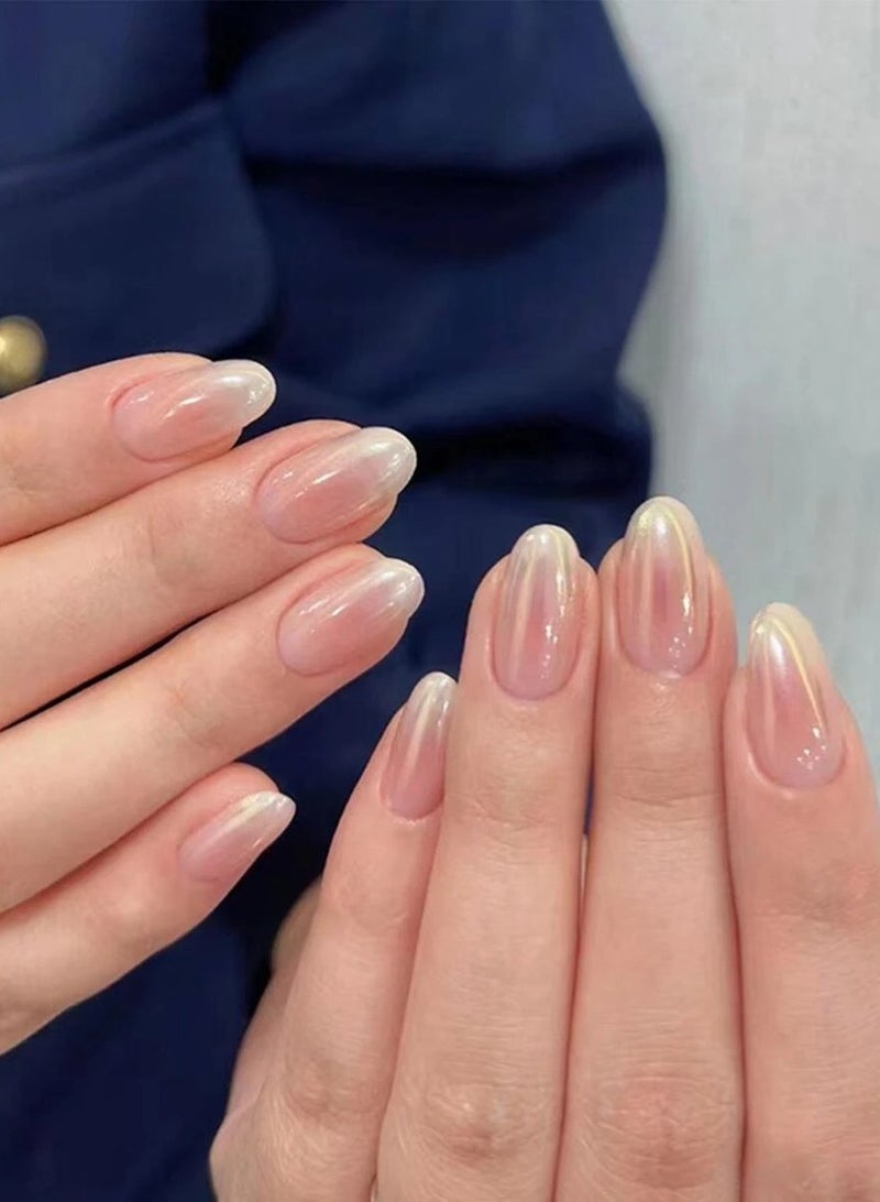 أظافر تركيب بمظهر طبيعي مع لاصق ليفي ومبرد أظافر - 24 قطعة - Image 1