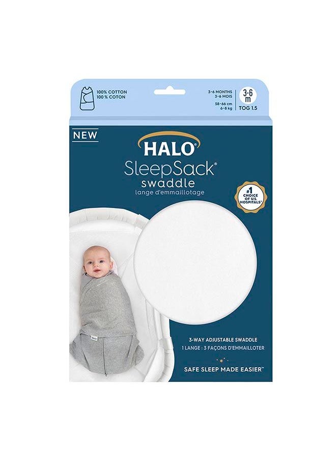 Halo - Baby Sleeping Bag Swaddle, 1.5 Tog Sleepsack, 100% Cotton, White Sleeping Sack For Newborn Babies, Easy Zip Access Nappy Change, Wearable Blanket Grow Bag, Boys And Girls, 0 - 3 Months - Image 1