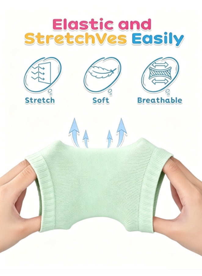 5 Pairs Unisex Baby knee Pads, Crawling Anti-Slip Knee Pads, Knee Protectors Thickened Crawling Pad Elastic Knee Sleeve Leg Warmer Gift Idea for Toddler & Boys & Girls (Green) - Image 4