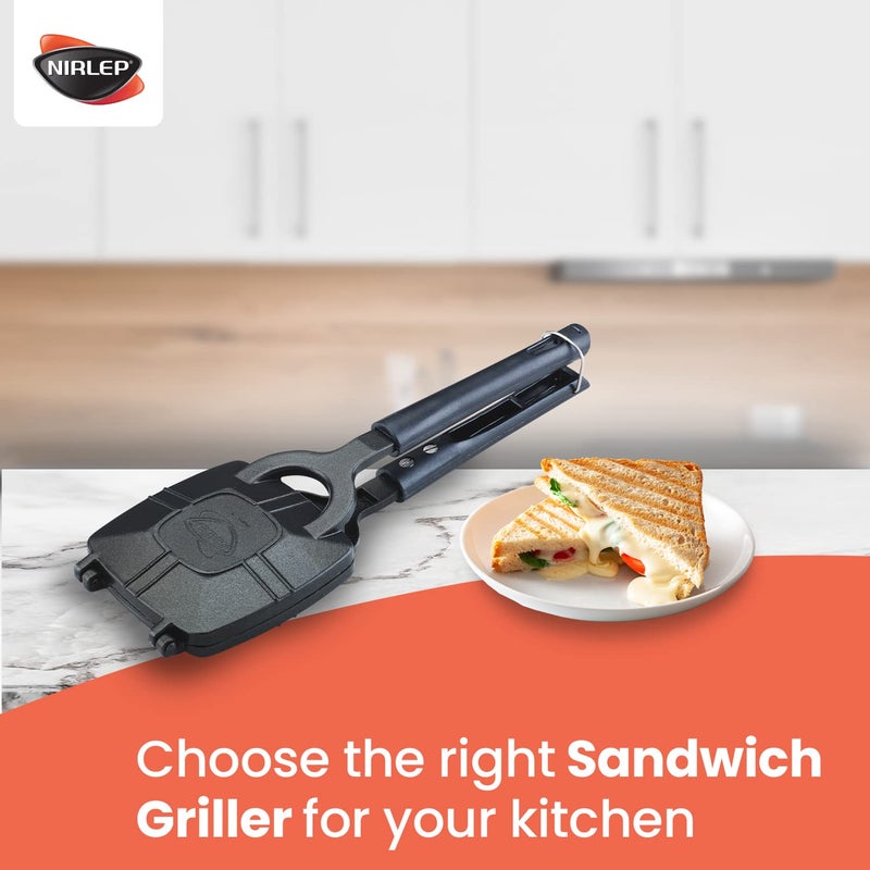 Nirlep Nonstick Gas Sandwich MakerGriller G10 Aluminium Black - Image 5