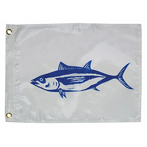 TAYLOR MADE PRODUCTS Taylor Made Fisherman's Catch White Tuna Fish Boat Flag, 12" x 18" 200-Denier Water-Repellent Nylon, Screen-Printed Fabric, Decorative for Marine, Boating, Marina, Dock Decor, Brass Grommets - 3118 - Image 5