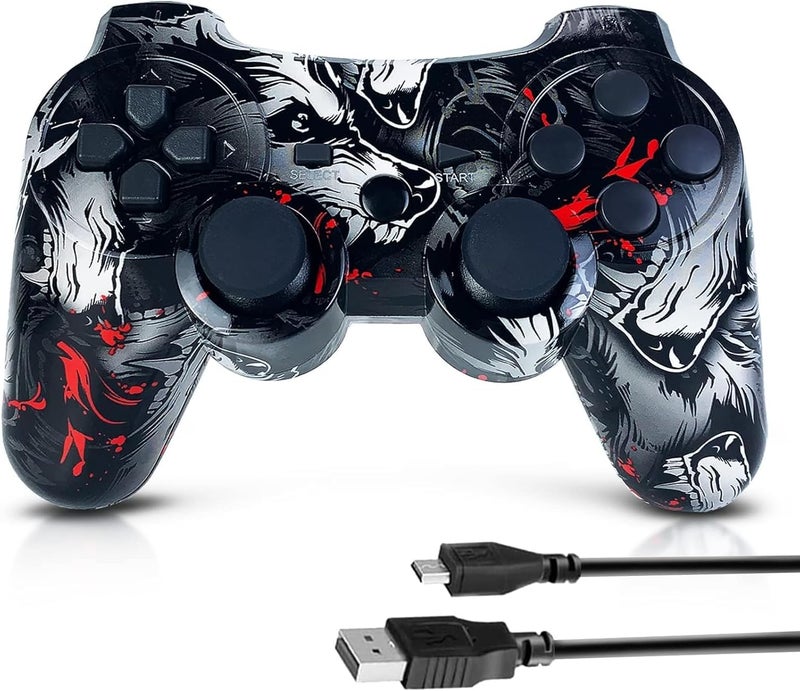 CHENGDAO وحدة تحكم CHENGDAO لـ PS3 لـ PlayStation 3 وحدة تحكم لاسلكية عالية الأداء مع تحكم مزدوج بالاهتزاز والحركة، وولف - Image 1