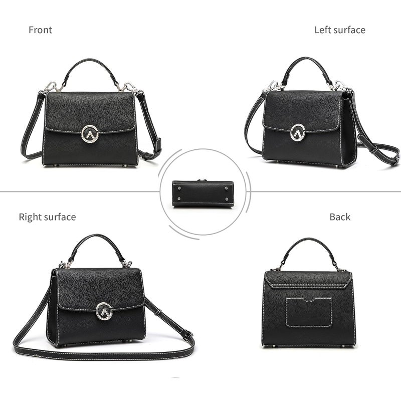 GELANNI Store - Briefcase Bag for Women and Girls, Genuine Leather Handbag with Magnetic Flap Buckle Closure, Bottom Rivets & Back Pocket, Adjustable & Detachable Strap, An Ideal Gift for Female - Image 4