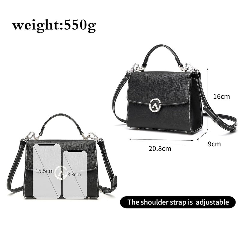 GELANNI Store - Briefcase Bag for Women and Girls, Genuine Leather Handbag with Magnetic Flap Buckle Closure, Bottom Rivets & Back Pocket, Adjustable & Detachable Strap, An Ideal Gift for Female - Image 5