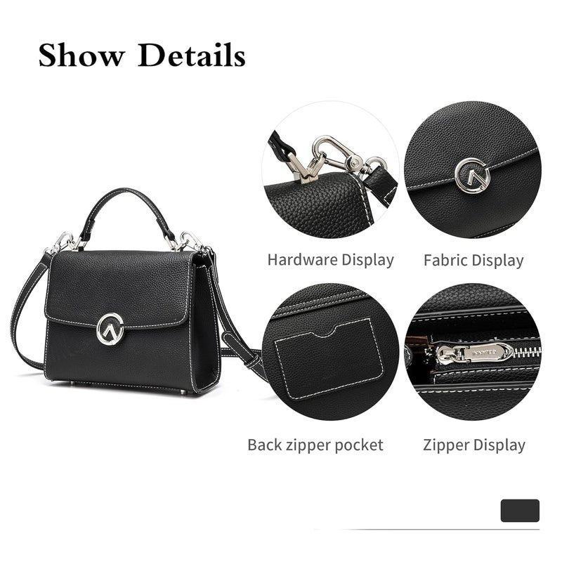 GELANNI Store - Briefcase Bag for Women and Girls, Genuine Leather Handbag with Magnetic Flap Buckle Closure, Bottom Rivets & Back Pocket, Adjustable & Detachable Strap, An Ideal Gift for Female - Image 3