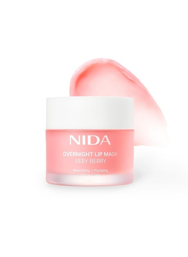 NIDA Overnight Lip Mask - Very Berry | Intense Hydration & Plumping Sleeping Mask for Dry, Chapped Lips | 0.7 oz., 20g - Image 1