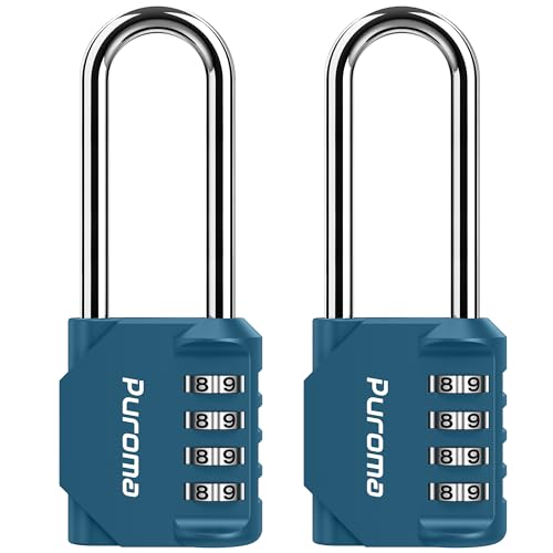 Puroma 2 Pack 2.6 Inch Long Shackle Combination Lock 4 Digit Outdoor Waterproof Padlock for Hasp Locker Lock, Sports Locker, Fence, Gate, Toolbox, Case, Hasp Storage, Cabinets (Peacock Blue) - Image 1