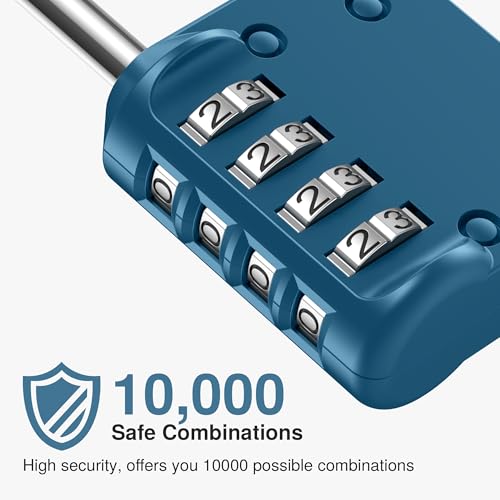 Puroma 2 Pack 2.6 Inch Long Shackle Combination Lock 4 Digit Outdoor Waterproof Padlock for Hasp Locker Lock, Sports Locker, Fence, Gate, Toolbox, Case, Hasp Storage, Cabinets (Peacock Blue) - Image 4