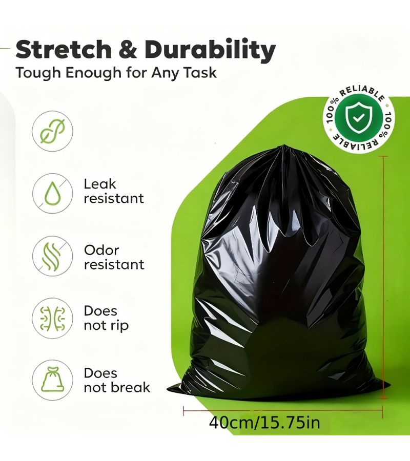 200 Heavy Duty Leak Proof Odor Blocking Drawstring Garbage Bags For Kitchen Bathroom Office Outdoor Use - Image 3