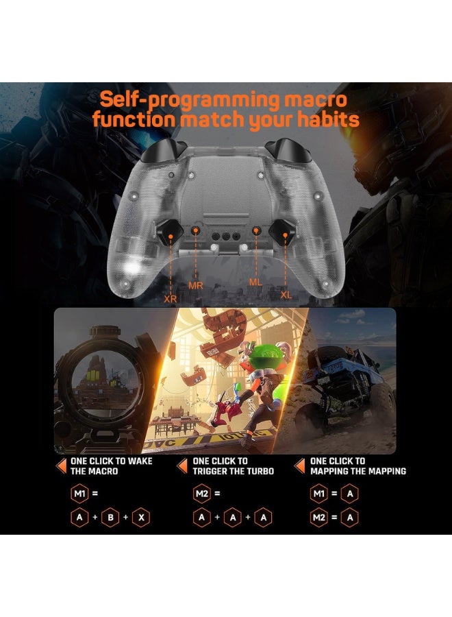 Classic Gamepad LinYuvo KC06 Wireless Gaming Controller for Switch / Android / iOS / PC with Colorful Light, Metal Joystick, 6-Axis Gyro, Turbo Function, Dual Vibration, Wake-Up Function, Motion Control, Adjustable Dual shock, Self-Programming Macro, 600mAh Battery