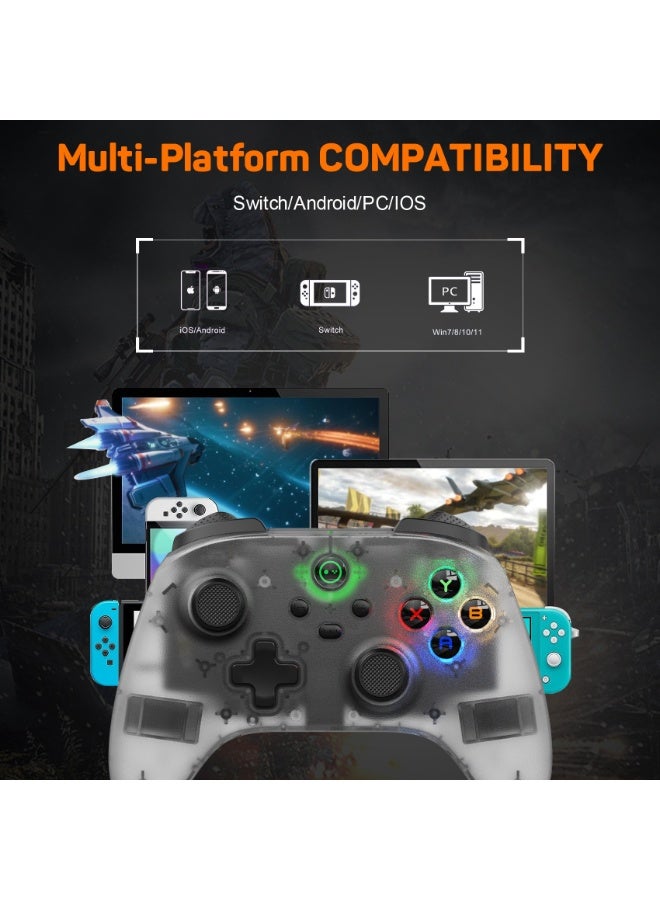 general Classic Gamepad LinYuvo KC06 Wireless Gaming Controller for Switch / Android / iOS / PC with Colorful Light, Metal Joystick, 6-Axis Gyro, Turbo Function, Dual Vibration, Wake-Up Function, Motion Control, Adjustable Dual shock, Self-Programming Macro, 600mAh Battery - Image 4
