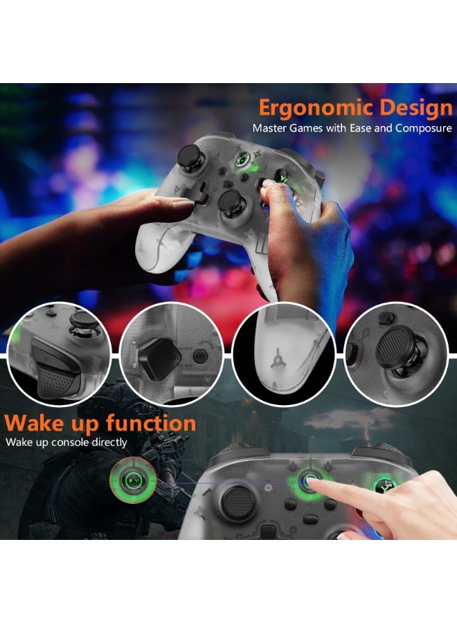 Classic Gamepad LinYuvo KC06 Wireless Gaming Controller for Switch / Android / iOS / PC with Colorful Light, Metal Joystick, 6-Axis Gyro, Turbo Function, Dual Vibration, Wake-Up Function, Motion Control, Adjustable Dual shock, Self-Programming Macro, 600mAh Battery