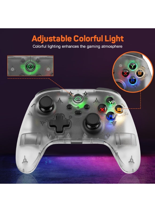 Classic Gamepad LinYuvo KC06 Wireless Gaming Controller for Switch / Android / iOS / PC with Colorful Light, Metal Joystick, 6-Axis Gyro, Turbo Function, Dual Vibration, Wake-Up Function, Motion Control, Adjustable Dual shock, Self-Programming Macro, 600mAh Battery