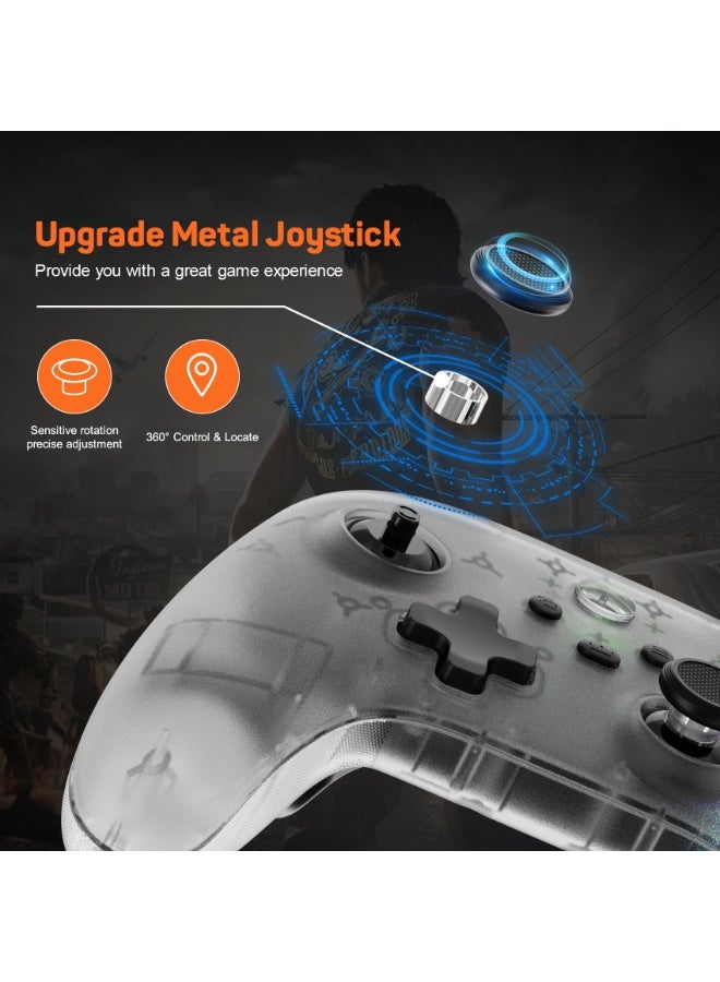 Classic Gamepad LinYuvo KC06 Wireless Gaming Controller for Switch / Android / iOS / PC with Colorful Light, Metal Joystick, 6-Axis Gyro, Turbo Function, Dual Vibration, Wake-Up Function, Motion Control, Adjustable Dual shock, Self-Programming Macro, 600mAh Battery