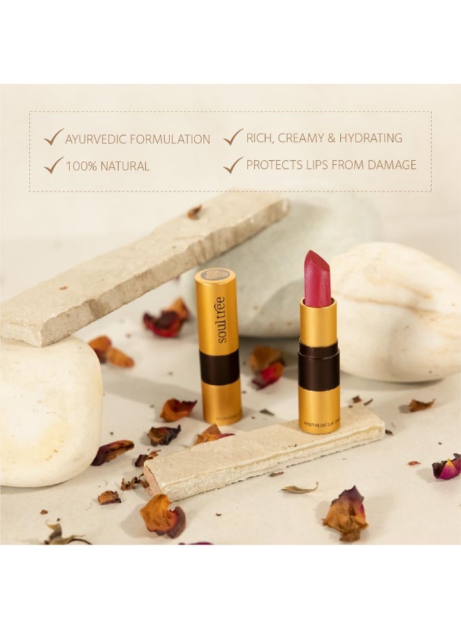 سول تري أحمر شفاه "سول تري" (SoulTree) الأيورفيدي - اللون: Deep Blush 820، بوزن 4 غرام | ذو قوام كريمي | غني بالسمن العضوي وزيت اللوز | يمنح الشفاه الترطيب والتغذية | 4 غرام - Image 2