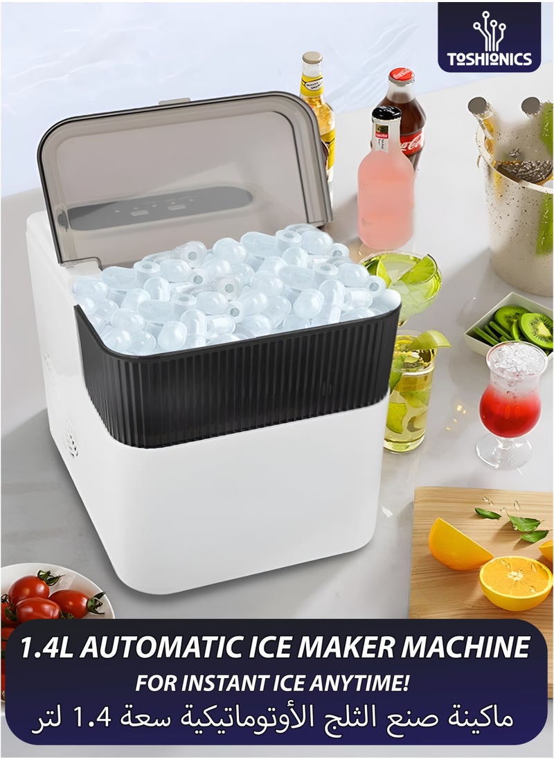 Toshionics Electric Ice Maker Machine with  Ice Scoop Automatic Countertop Ice Bullet Cube Self-Cleaning Ice Maker 9 Cubes in 6 Minutes Portable Small Ice Machine for Home Office Kitchen Bar Party Coffee Shop Cafes Restaurants Easy to Operate Compact and Convenient to Use  - Image 1