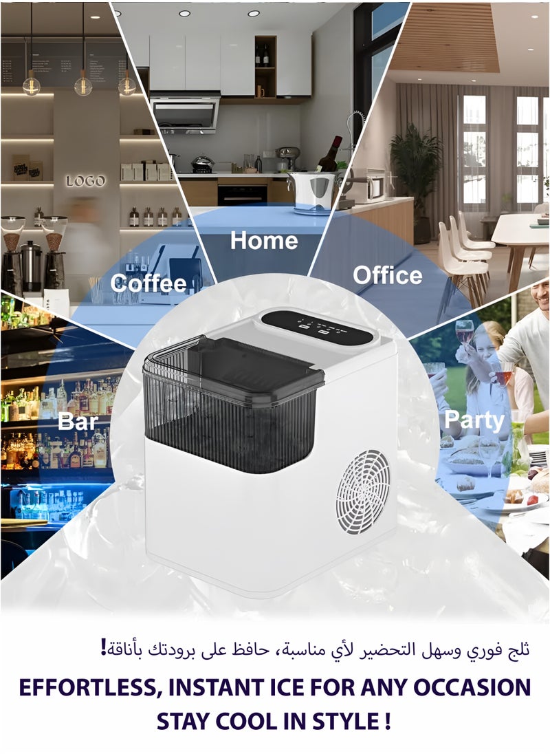 Toshionics Electric Ice Maker Machine with  Ice Scoop Automatic Countertop Ice Bullet Cube Self-Cleaning Ice Maker 9 Cubes in 6 Minutes Portable Small Ice Machine for Home Office Kitchen Bar Party Coffee Shop Cafes Restaurants Easy to Operate Compact and Convenient to Use  - Image 2