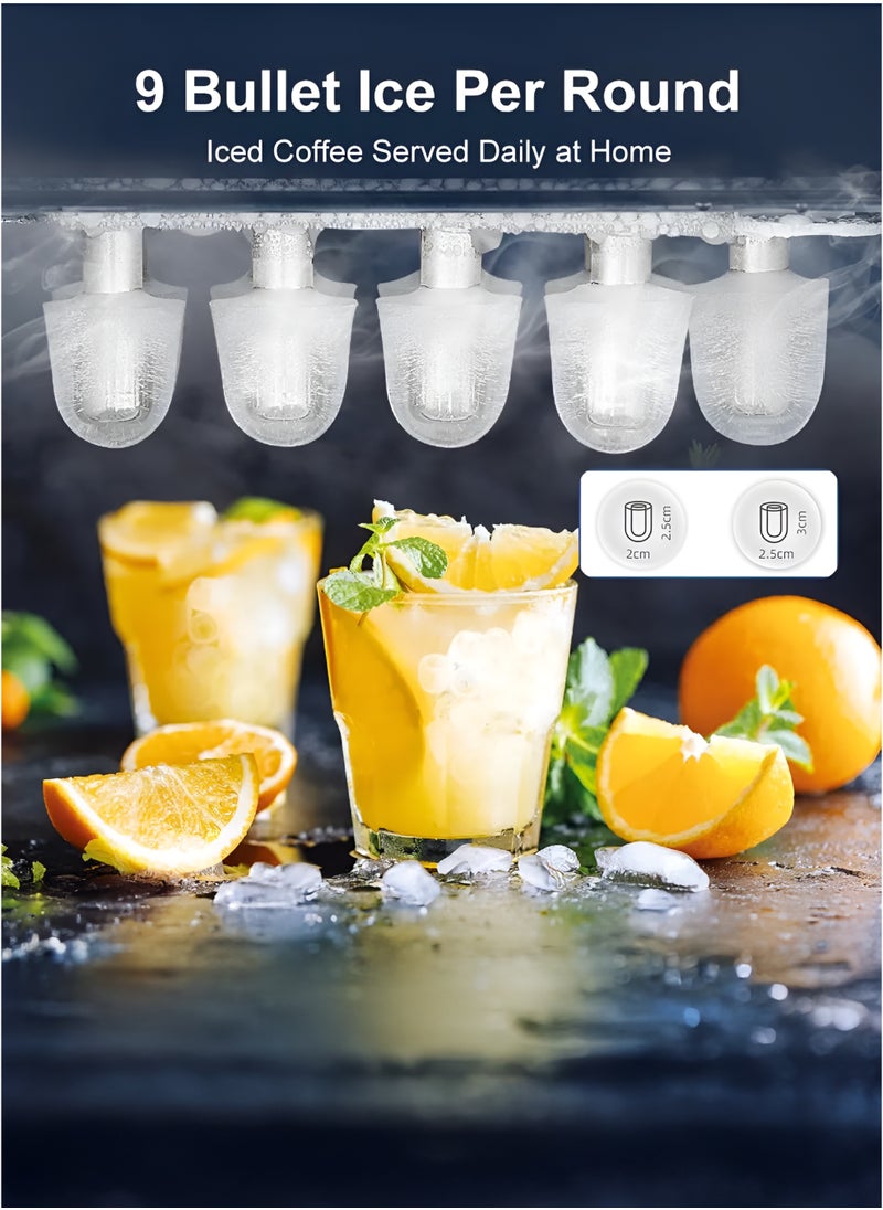 Toshionics Electric Ice Maker Machine with  Ice Scoop Automatic Countertop Ice Bullet Cube Self-Cleaning Ice Maker 9 Cubes in 6 Minutes Portable Small Ice Machine for Home Office Kitchen Bar Party Coffee Shop Cafes Restaurants Easy to Operate Compact and Convenient to Use  - Image 3