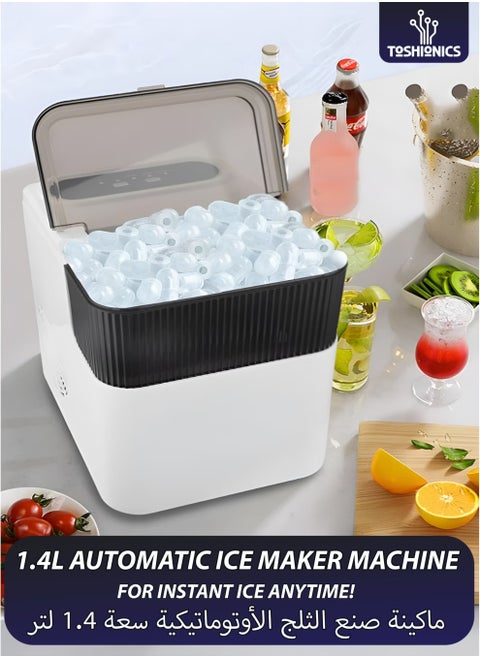 Electric Ice Maker Machine with  Ice Scoop Automatic Countertop Ice Bullet Cube Self-Cleaning Ice Maker 9 Cubes in 6 Minutes Portable Small Ice Machine for Home Office Kitchen Bar Party Coffee Shop Cafes Restaurants Easy to Operate Compact and Convenient to Use
