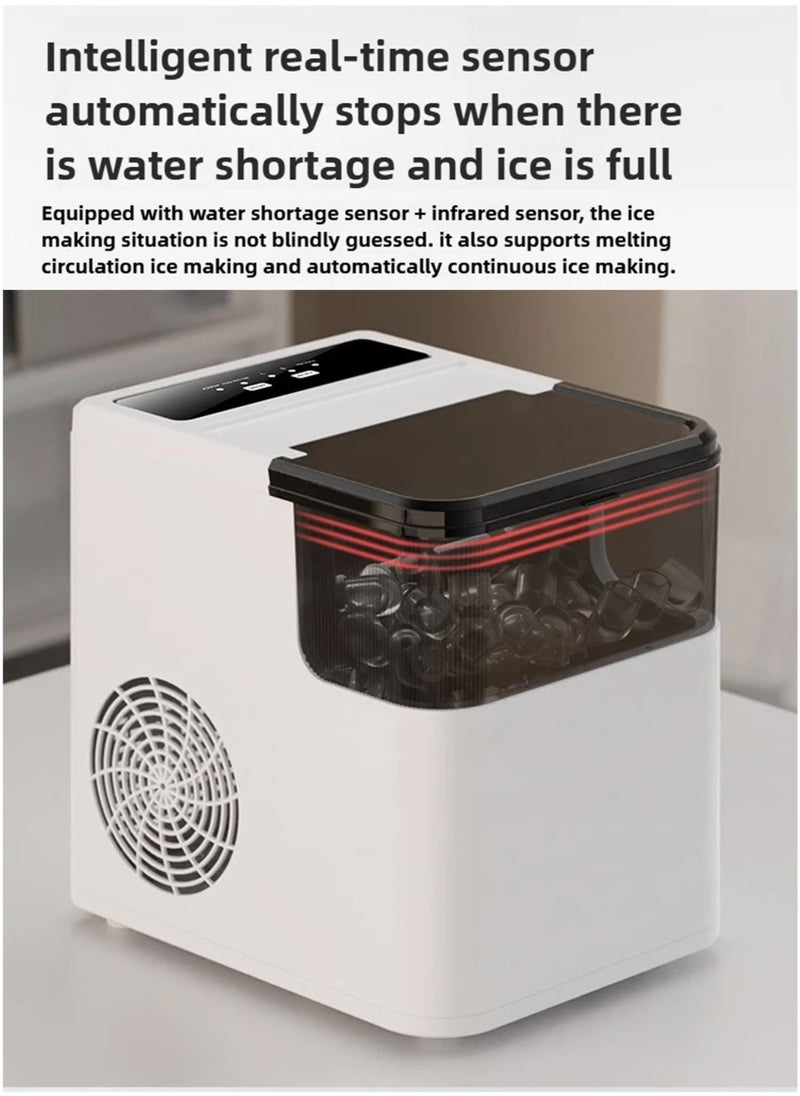 Electric Ice Maker Machine with  Ice Scoop Automatic Countertop Ice Bullet Cube Self-Cleaning Ice Maker 9 Cubes in 6 Minutes Portable Small Ice Machine for Home Office Kitchen Bar Party Coffee Shop Cafes Restaurants Easy to Operate Compact and Convenient to Use