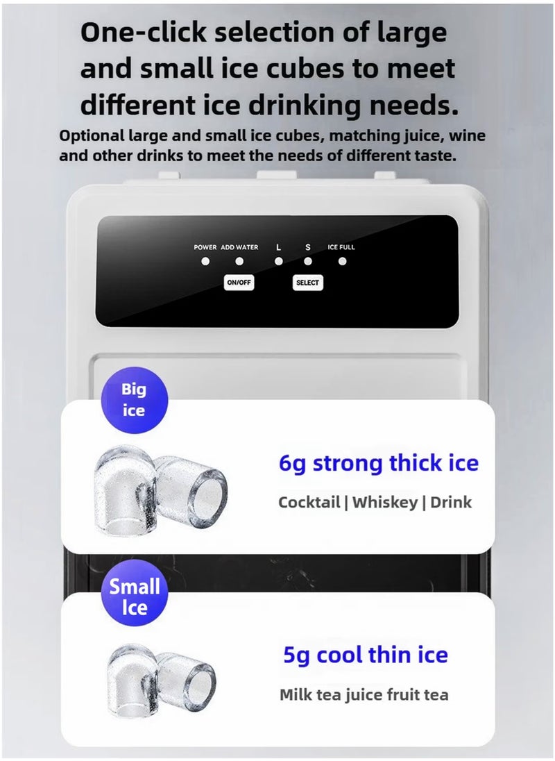 Electric Ice Maker Machine with  Ice Scoop Automatic Countertop Ice Bullet Cube Self-Cleaning Ice Maker 9 Cubes in 6 Minutes Portable Small Ice Machine for Home Office Kitchen Bar Party Coffee Shop Cafes Restaurants Easy to Operate Compact and Convenient to Use