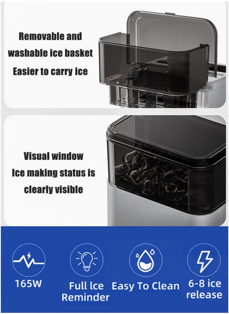 Electric Ice Maker Machine with  Ice Scoop Automatic Countertop Ice Bullet Cube Self-Cleaning Ice Maker 9 Cubes in 6 Minutes Portable Small Ice Machine for Home Office Kitchen Bar Party Coffee Shop Cafes Restaurants Easy to Operate Compact and Convenient to Use