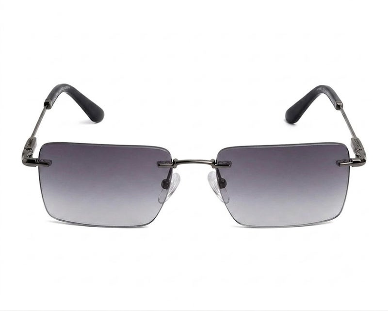 Police SPLP35 Col.0301 57 Rectangle Rimless Sunglasses For Men - Gunmetal Frame with Gradient Grey Lenses - Image 2