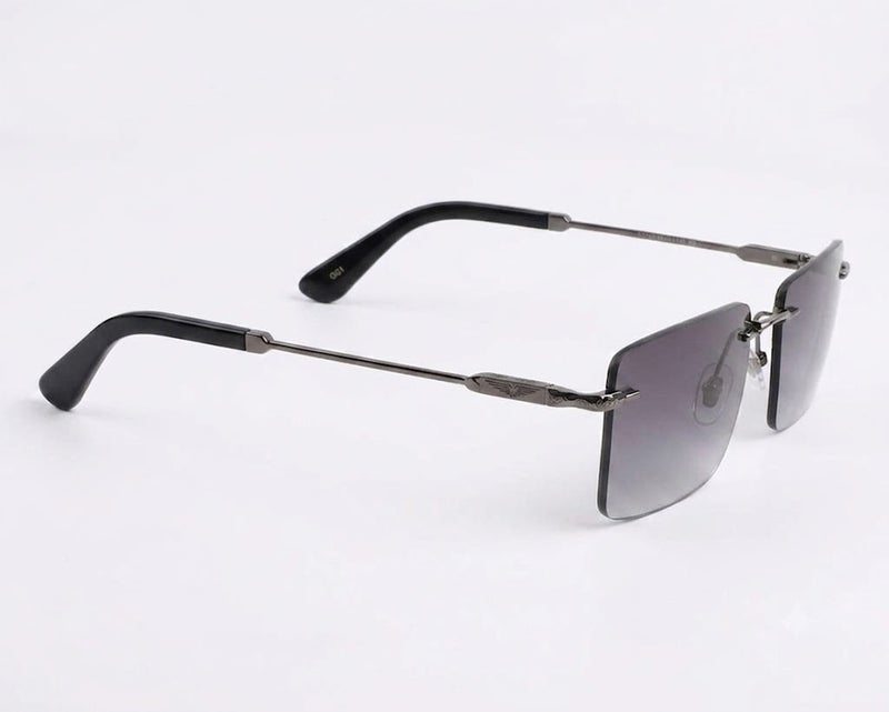 Police SPLP35 Col.0301 57 Rectangle Rimless Sunglasses For Men - Gunmetal Frame with Gradient Grey Lenses - Image 3