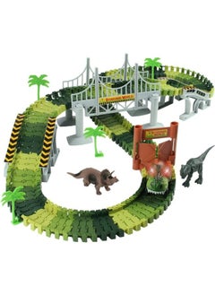 Cordova Dinosaur race track set – flexible track with car, bridge, and dinosaurs for kids  - Image 1